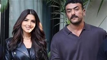 النجم المصري احمد العوضي والنجمة مي عمر ونجوم الفن والإعلام في عرض فيلم شمشون ودليلة